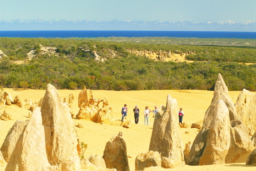 ピナクルズの向こうにインド洋の青い海